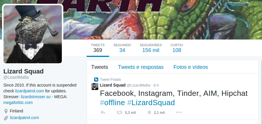 Lizard Squad pode ter derrubado Facebook, Instagram, Tinder, AIM, Hipchat